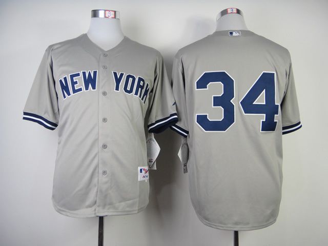 Men New York Yankees 34 No name Grey MLB Jerseys